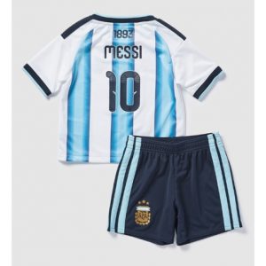 Koszulka piłkarska Argentyna Lionel Messi #10 Koszulka Podstawowej dziecięce MŚ 2026 +Krótkie Spodenk