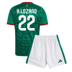 Koszulka piłkarska Meksyk Hirving Lozano #22 Koszulka Podstawowej dziecięce MŚ 2026 +Krótkie Spodenk