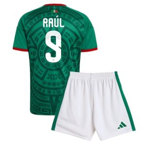 Koszulka piłkarska Meksyk Raul Jimenez #9 Koszulka Podstawowej dziecięce MŚ 2026 +Krótkie Spodenk