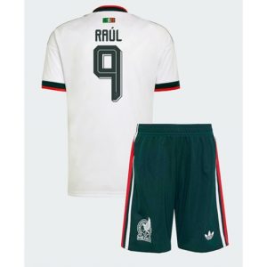 Koszulka piłkarska Meksyk Raul Jimenez #9 Koszulka Wyjazdowej dziecięce MŚ 2026 +Krótkie Spodenk