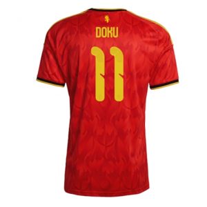 Koszulka piłkarska Belgia Jeremy Doku #11 Koszulka Podstawowej MŚ 2026 Krótki Rękaw