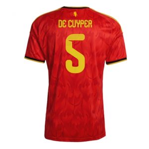 Koszulka piłkarska Belgia Maxim De Cuyper #5 Koszulka Podstawowej MŚ 2026 Krótki Rękaw