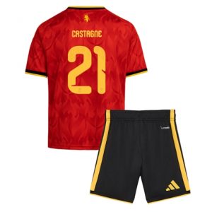 Koszulka piłkarska Belgia Timothy Castagne #21 Koszulka Podstawowej dziecięce MŚ 2026 +Krótkie Spodenk