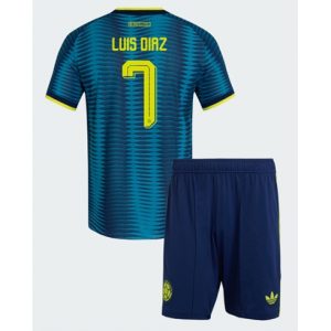 Koszulka piłkarska Kolumbia Luis Diaz #7 Koszulka Wyjazdowej dziecięce MŚ 2026 +Krótkie Spodenk
