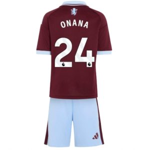 Koszulka piłkarska Aston Villa Amadou Onana #24 Koszulka Podstawowej dziecięce 2026-27 Krótki Rękaw (+ Krótkie spodenki)