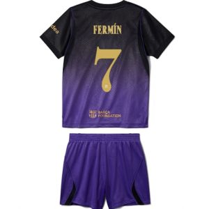 Koszulka piłkarska Barcelona Fermin Lopez #7 Koszulka Wyjazdowej dziecięce 2026-27 Krótki Rękaw (+ Krótkie spodenki)