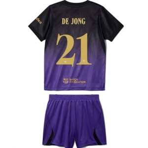 Koszulka piłkarska Barcelona Frenkie de Jong #21 Koszulka Wyjazdowej dziecięce 2026-27 Krótki Rękaw (+ Krótkie spodenki)